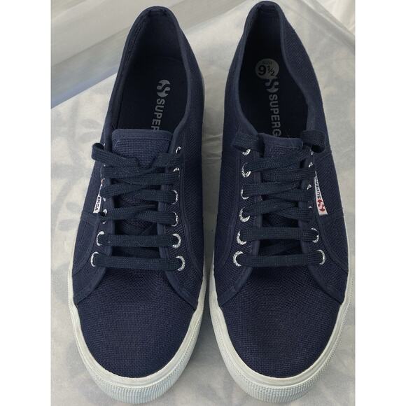 Superga Platform Sneakers Tennis Shoes Women's Navy Blue Canvas Shoe Size 9.5 - Picture 3 of 8
